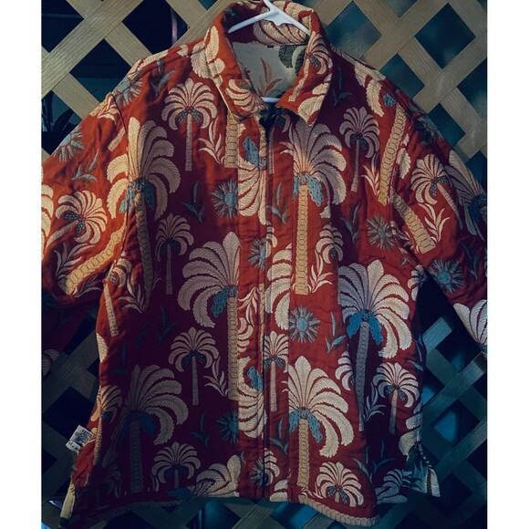 LIFESTYLE Plus 90's Y2K Woman Reversible Tapestry Palm Tree's Jacket 2X - Picture 8 of 13